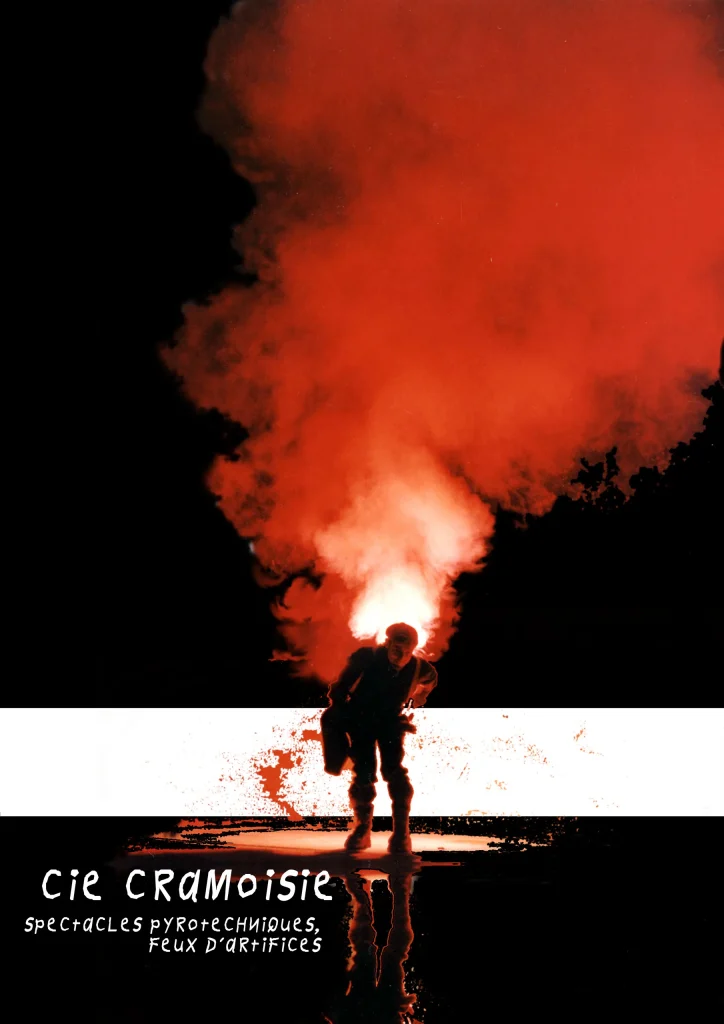 Affiche de la Cie Cramoisie, spectacles pyrotechniques et feux d'artifices